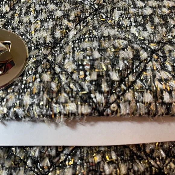 Kate Spade Flap Clasp Black and Gold Natalia Tweed Boucle Crossbody Bag Purse - Picture 4 of 10